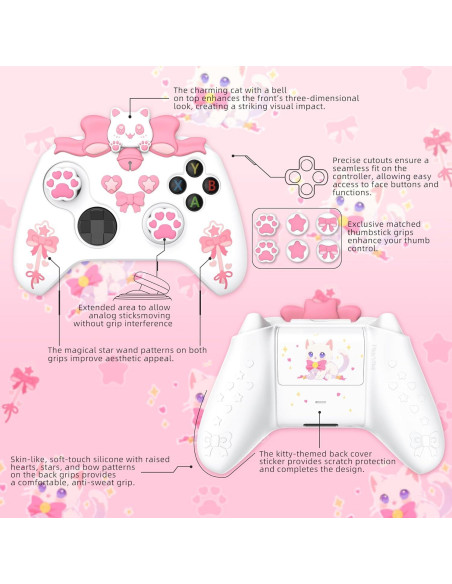 Funda de Silicona PlayVital Sweetheart Kitty para Xbox - Blanco Funda de Silicona PlayVital Sweetheart Kitty para Xbox - Blanco