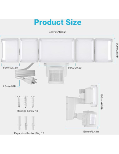 Luz de Inundación LED Olafus 100W con Sensor de Movimiento IP65