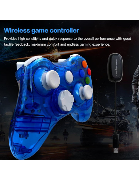 Controlador Inalámbrico YYU Xbox 360 Azul con Vibración Controlador Inalámbrico YYU Xbox 360 Azul con Vibración