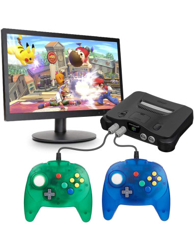 Controlador KIWITATA N64 Mejorado con Cable Azul Claro