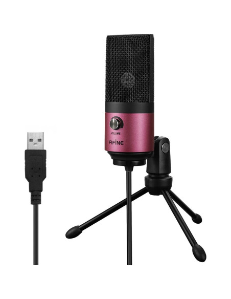 Micrófono de Condensador USB FIFINE K669 Rosa con Filtro Anti-pop Micrófono de Condensador USB FIFINE K669 Rosa con Filtro Anti-pop