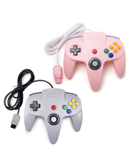 Controlador KIWITATA N64 Rosa y Gris con Cable 1.7m Controlador KIWITATA N64 Rosa y Gris con Cable 1.7m