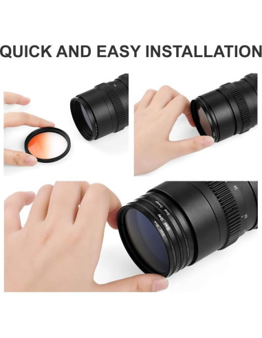 Kit de 6 Filtros de Lente de Color 49mm Acuvar para DSLR