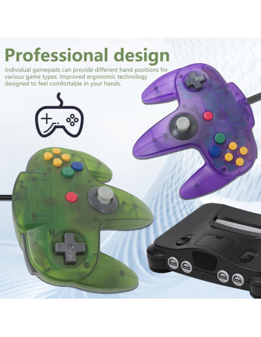 Controlador N64 Loner Con Cable 2 Joysticks Retro 10 Botones