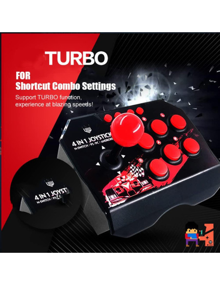 Joystick con Cable CUIFATI para Videojuegos, 6 Botones, Negro y Rojo Joystick con Cable CUIFATI para Videojuegos, 6 Botones, Negro y Rojo