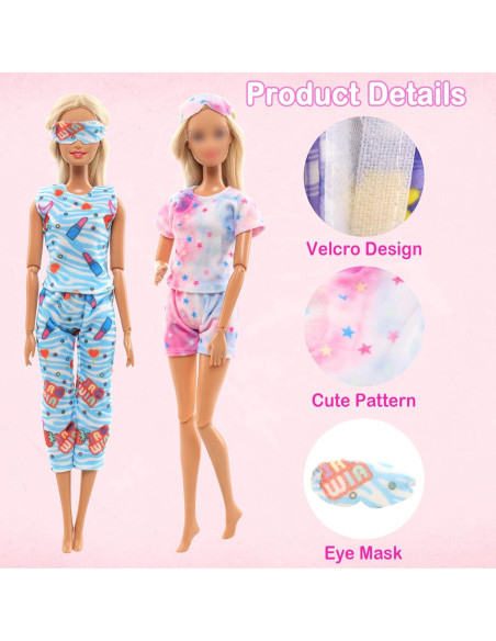 Conjuntos de Pijamas para Muñecas BARWA - 4 Piezas 11.5" Conjuntos de Pijamas para Muñecas BARWA - 4 Piezas 11.5"