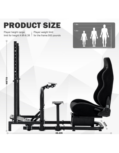 Cockpit de Simulador de Carreras Anman con Soporte para Monitor