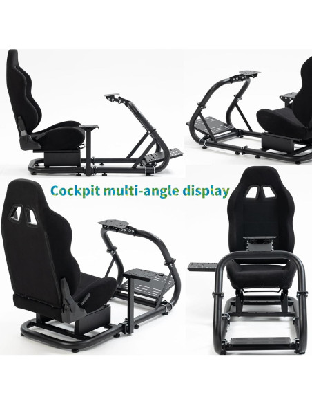 Cockpit de Simulador de Carreras Hottoby con Asiento Negro Ajustable Cockpit de Simulador de Carreras Hottoby con Asiento Negro Ajustable