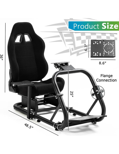 Cockpit de Simulador de Carreras Hottoby con Asiento Negro Ajustable Cockpit de Simulador de Carreras Hottoby con Asiento Negro Ajustable