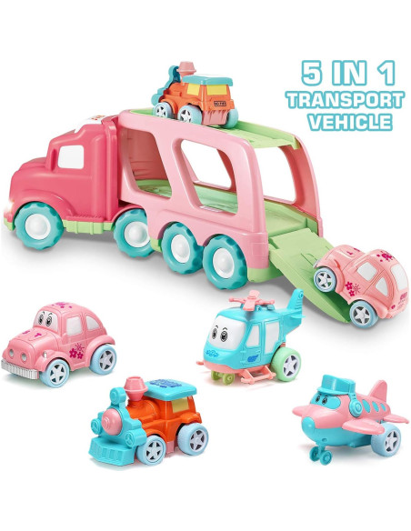 Juego de Camión Transportador 5 en 1 LESUTER con Luz y Sonido Juego de Camión Transportador 5 en 1 LESUTER con Luz y Sonido