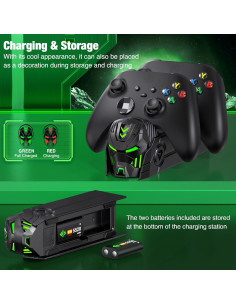 Estación de Carga DINOSTRIKE para 2 Controladores Xbox con Baterías 2