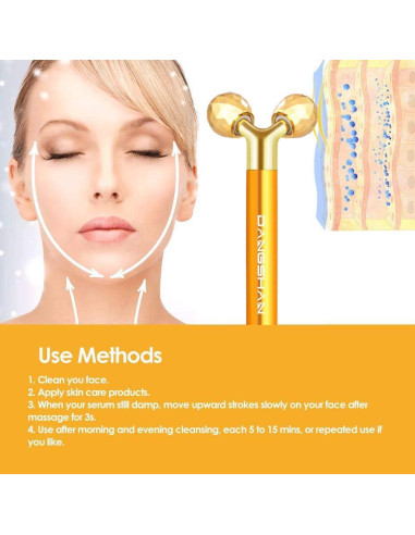 Masajeador Facial DANGSHAN 2-en-1 Rodillo 3D y T