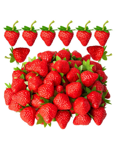 Fresas Artificiales CLESDF 40Pcs Decoración Realista Cocina