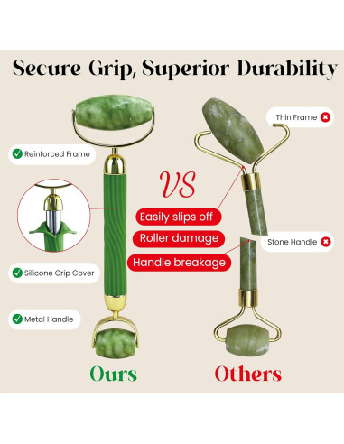 Rodillo Facial Rena Chris Jade y Gua Sha Verde 17.78cm