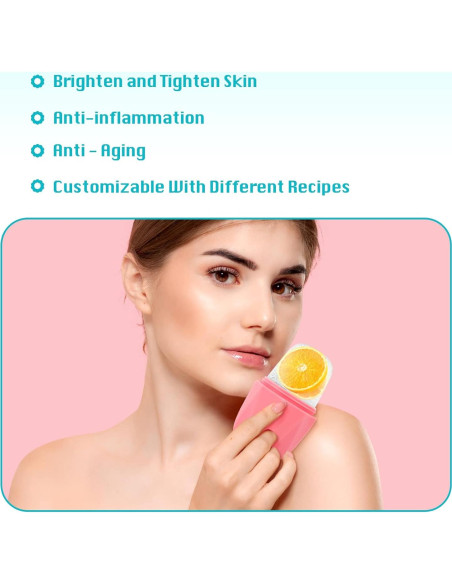 Rodillo de Hielo Facial Qewro Rosa y Verde Reutilizable Rodillo de Hielo Facial Qewro Rosa y Verde Reutilizable