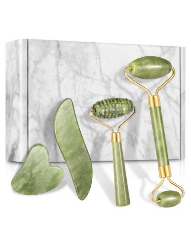 Juego de 4 Piezas Rodillo de Jade Charmonic Gua Sha