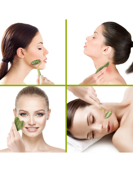 Juego de 4 Piezas Rodillo de Jade Charmonic Gua Sha Juego de 4 Piezas Rodillo de Jade Charmonic Gua Sha