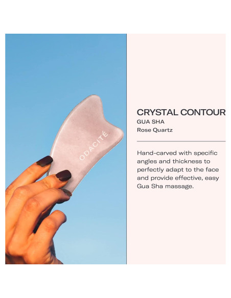 Gua Sha Odacité Cuarzo Rosa para Masaje Facial - Contorno Gua Sha Odacité Cuarzo Rosa para Masaje Facial - Contorno
