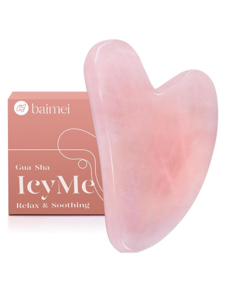 Herramienta Gua Sha BAIMEI Cuarzo Rosa para Masaje Facial Herramienta Gua Sha BAIMEI Cuarzo Rosa para Masaje Facial