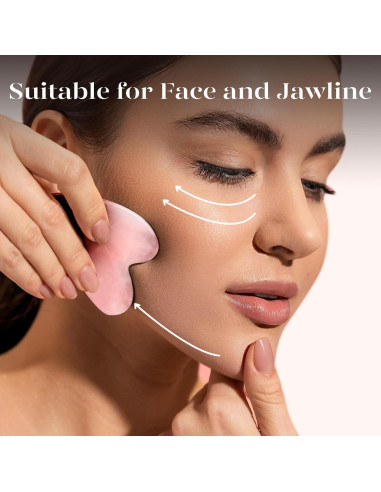 Herramienta Gua Sha BAIMEI Cuarzo Rosa para Masaje Facial