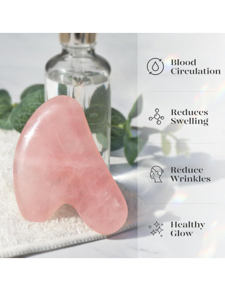 Herramienta Gua Sha BAIMEI Cuarzo Rosa para Masaje Facial Herramienta Gua Sha BAIMEI Cuarzo Rosa para Masaje Facial