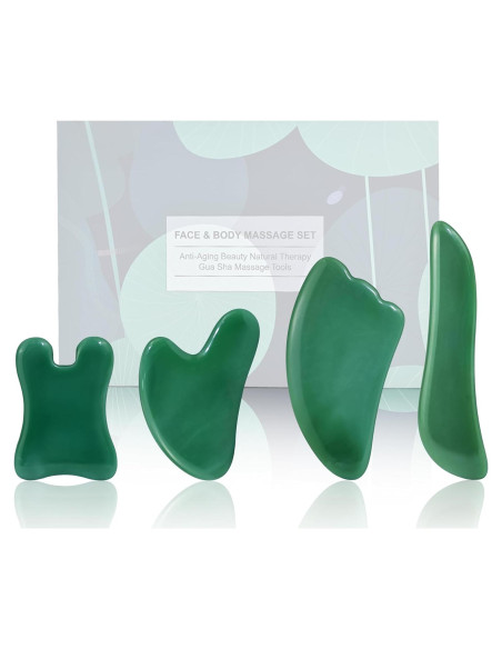 Herramienta de Masaje Gua Sha Rena Chris 4 Pcs Verde Herramienta de Masaje Gua Sha Rena Chris 4 Pcs Verde