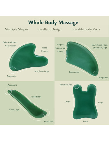 Herramienta de Masaje Gua Sha Rena Chris 4 Pcs Verde