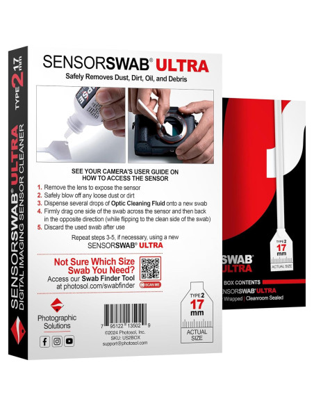 Swabs de Sensor Ultra 17mm Soluciones Fotográficas - Paquete de 12 Swabs de Sensor Ultra 17mm Soluciones Fotográficas - Paquete de 12