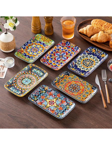 Set de Platos Rectangulares vancasso 6 Piezas Cerámica 21.5 cm Set de Platos Rectangulares vancasso 6 Piezas Cerámica 21.5 cm