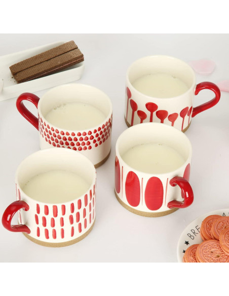 Juego de Tazas Cerámica Koja 15 oz Pintadas a Mano - Rojo Juego de Tazas Cerámica Koja 15 oz Pintadas a Mano - Rojo