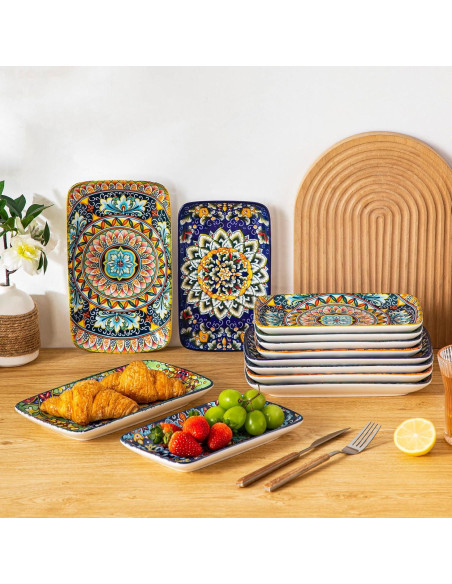 Set de Platos Rectangulares vancasso 6 Piezas Cerámica 21.5 cm Set de Platos Rectangulares vancasso 6 Piezas Cerámica 21.5 cm