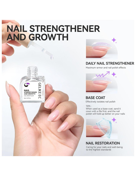 Endurecedor de Uñas Gelike EC 8 en 1 Natural Extra Fuerte Endurecedor de Uñas Gelike EC 8 en 1 Natural Extra Fuerte