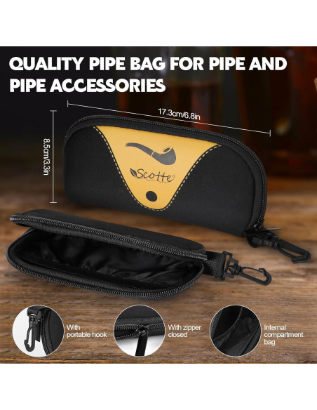 Pipa de Tabaco Scotte Ébano Hecha a Mano con Accesorios Pipa de Tabaco Scotte Ébano Hecha a Mano con Accesorios