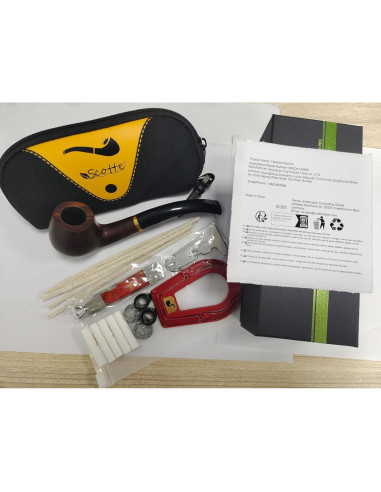 Pipa de Tabaco Scotte Ébano Hecha a Mano con Accesorios