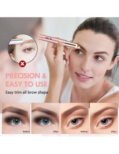 Recortador de Cejas Gurelax Oro Rosa Recargable Indoloro