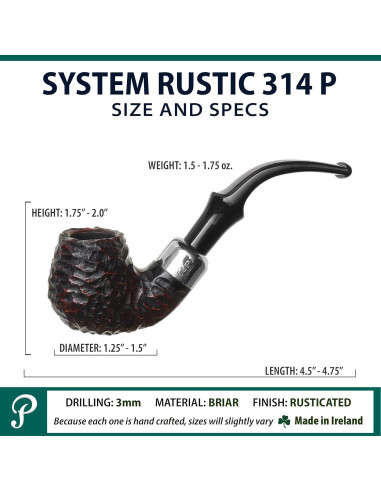Pipa de Brezo Mediterráneo Peterson Hecha a Mano 314 Rustica