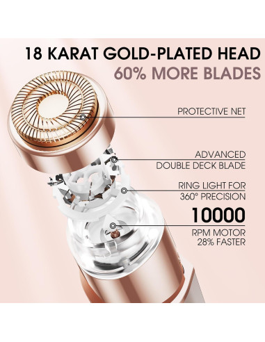 Afeitadora Facial Eléctrica Profeir PF7 Indolora Rosa