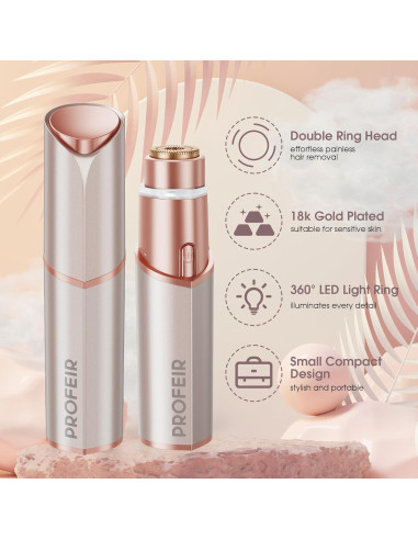 Afeitadora Facial Eléctrica Profeir PF7 Indolora Rosa