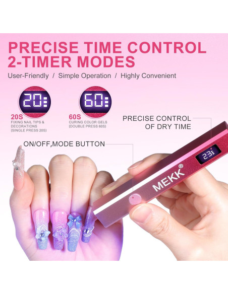 Luz UV de Mano MEKK Mini Lámpara LED Rosa Portátil Luz UV de Mano MEKK Mini Lámpara LED Rosa Portátil