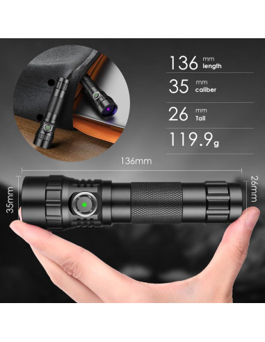 Linterna UV 10W UniqueFire 501B-Pro Recargable USB-C