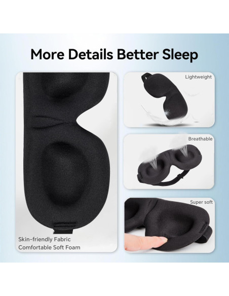 YIVIEW Máscara de Sueño 3D Ajustable Paquete de 3 Colores YIVIEW Máscara de Sueño 3D Ajustable Paquete de 3 Colores