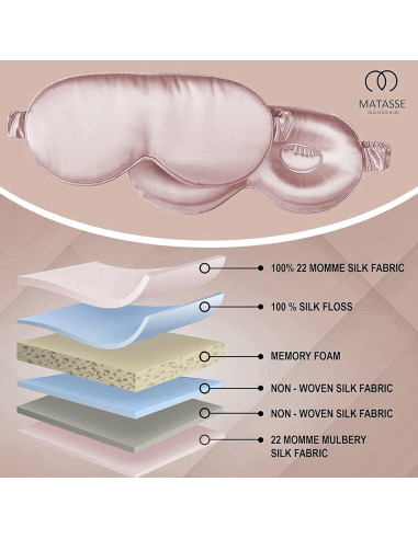 Máscara de Ojos de Seda Matasse 3D Ajustable Rosa