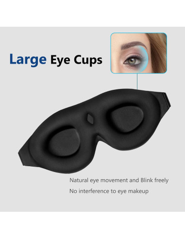 Mascarilla de Sueño ALASKA BEAR 3D Negra con Tapones