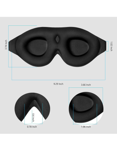 Mascarilla de Sueño ALASKA BEAR 3D Negra con Tapones