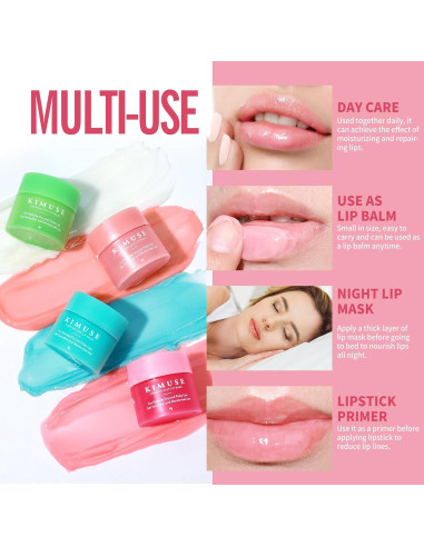 Conjunto de Mascarillas Labiales KIMUSE 4PCS Hidratación Intensiva