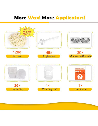 Kit de Cera para Vello Nasal Charmonic 120g 40 Aplicadores