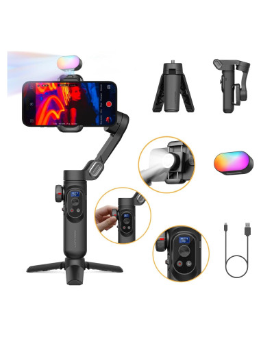 Gimbal Estabilizador 3 Ejes AOCHUAN Smart X Pro con Luz RGB