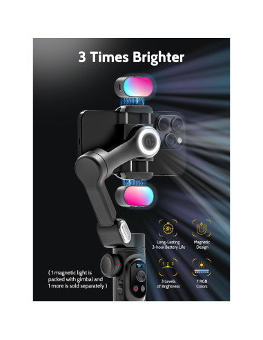 Gimbal Estabilizador 3 Ejes AOCHUAN Smart X Pro con Luz RGB