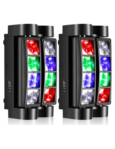 Luces de Cabeza Móvil Czgor 2 Paquete RGBW 8x3W DMX