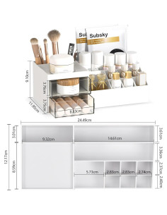 Organizador de Maquillaje Subsky Blanco con Cajones 24.5x12.2 cm 2